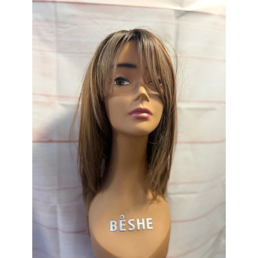Brown banged wig